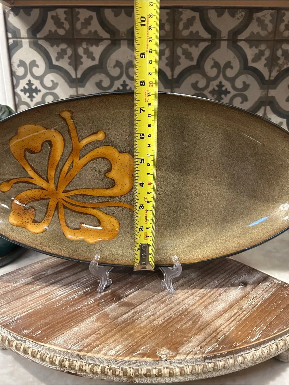 Vintage Pier 1 Imports Kioko Stoneware Platters Oval Hand-painted-Set of Two EUC